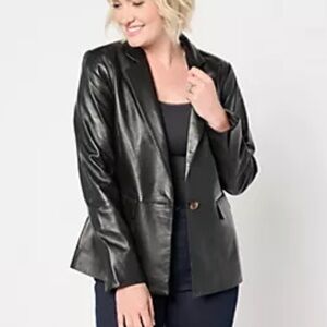 dark brown Denim & Co leather blazer XL